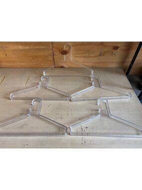 Set 4 1970s Clear Acrylic Lucite Clothes Coat Hanger Mid Century MCM  Finland